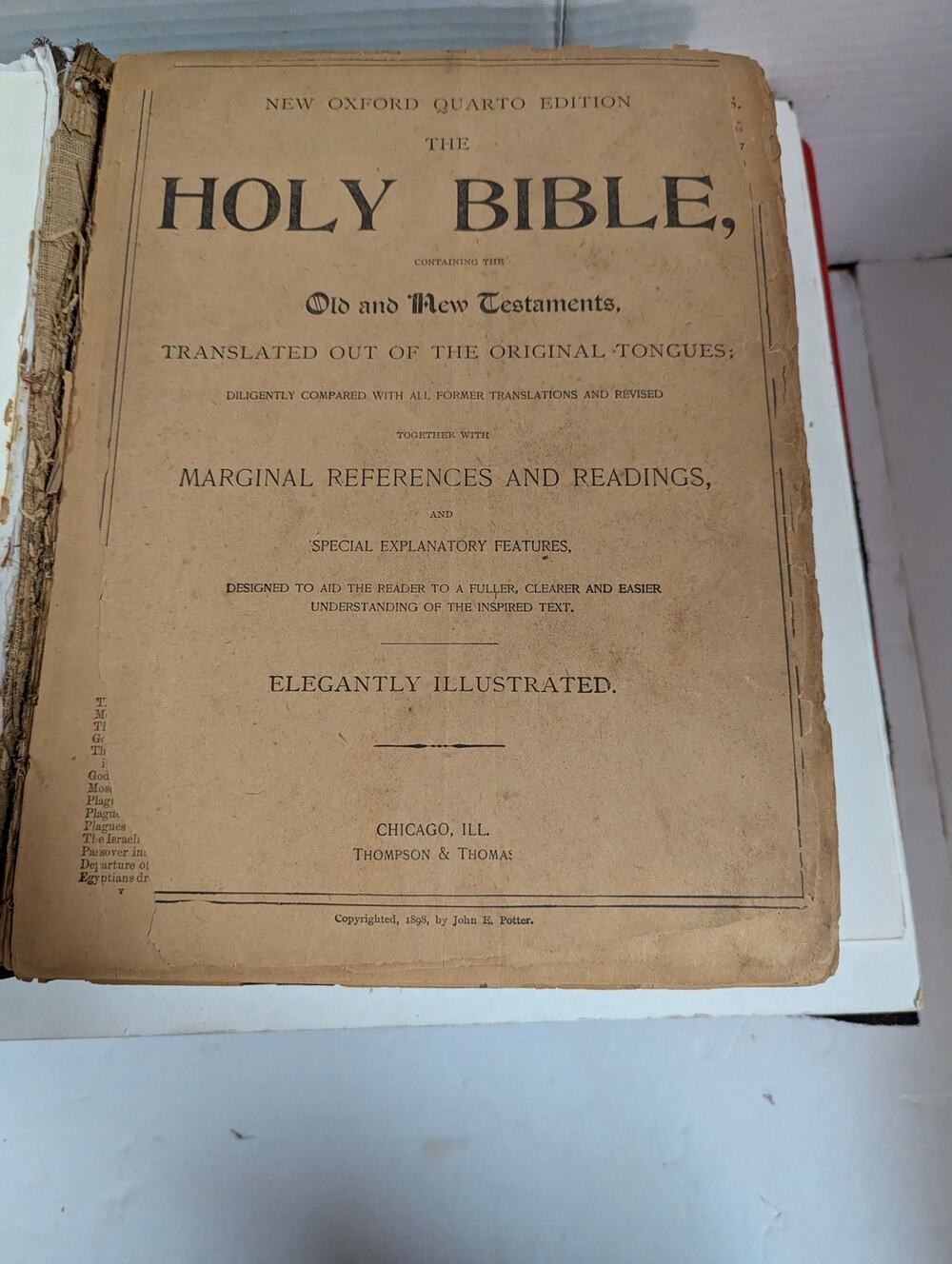 Antique 1898 Holy Bible Illustrated New Oxford Quarto Edition John E Potter